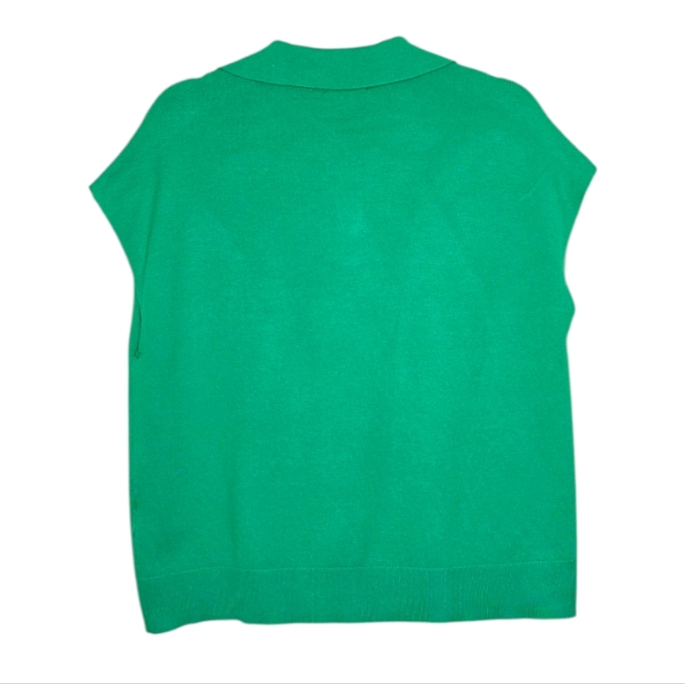 DKNY Kelly Green Collared Sleeveless Sweater Size M - Picture 3 of 6